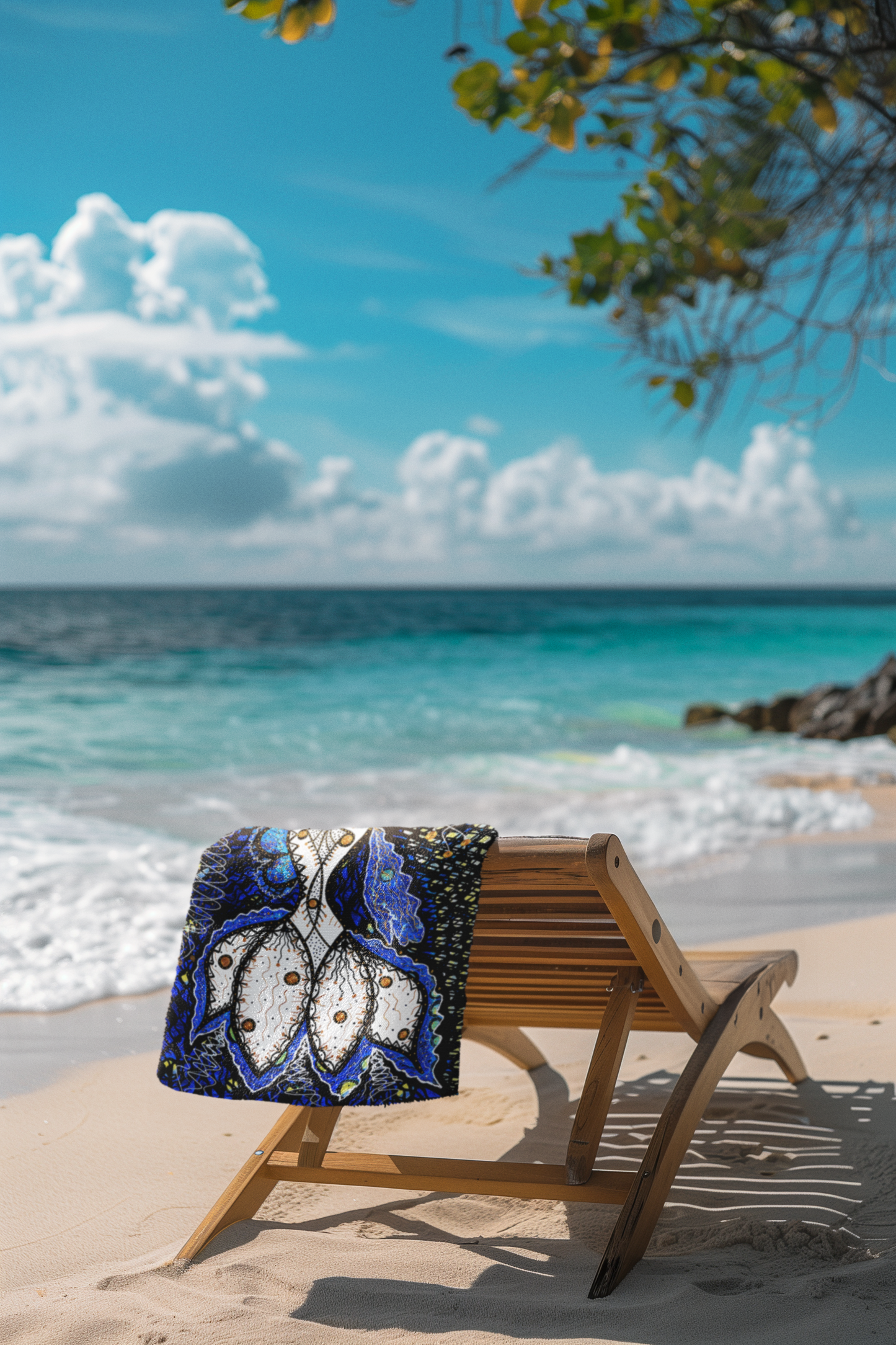 "Midnight Hook" Collector’s Beach Towel — Fine Art Nautical Blue Print by Adrian Mas