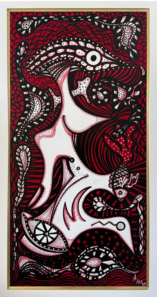"Crimson Muse" - Vibrant Cuban Surrealism by Adrian Mas
