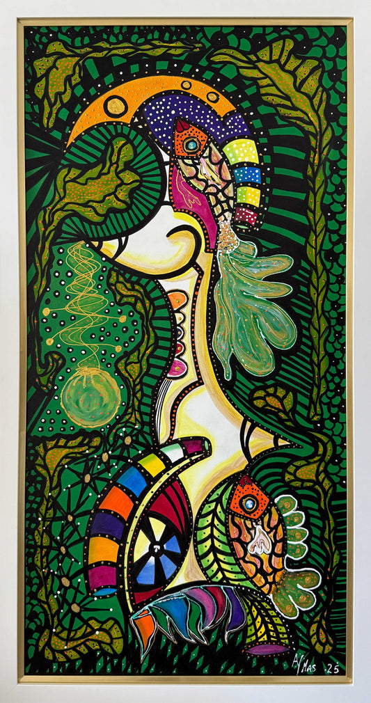 "Emerald Awakening" - Modern Cuban Figurative Art by Adrian Mas